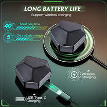 Load image into Gallery viewer, kurdene G03 Wireless Earbuds Bluetooth 5.3 Headphones with 45ms Ultra Low-Latency Deep Bass for Music/Game Mode, Built-in Microphones with Breathing Light Effect and Wireless Charging Case-Black