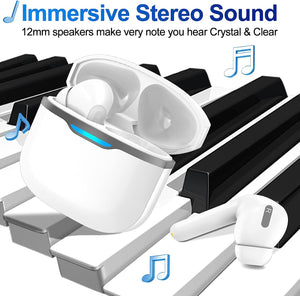 kurdene P30 Upgraded Wireless Earbuds Bluetooth 5.3 Immersive Deep Bass Hi-Fi Stereo Sound Built-in Mic