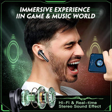 Load image into Gallery viewer, kurdene G03 Wireless Earbuds Bluetooth 5.3 Headphones with 45ms Ultra Low-Latency Deep Bass for Music/Game Mode, Built-in Microphones with Breathing Light Effect and Wireless Charging Case-Black
